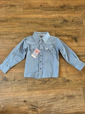 NWT Kids Western Button Up Shirt in Blue 4T